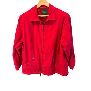 Preston & York Red Fleece Lined Full Zip Jacket Sz L